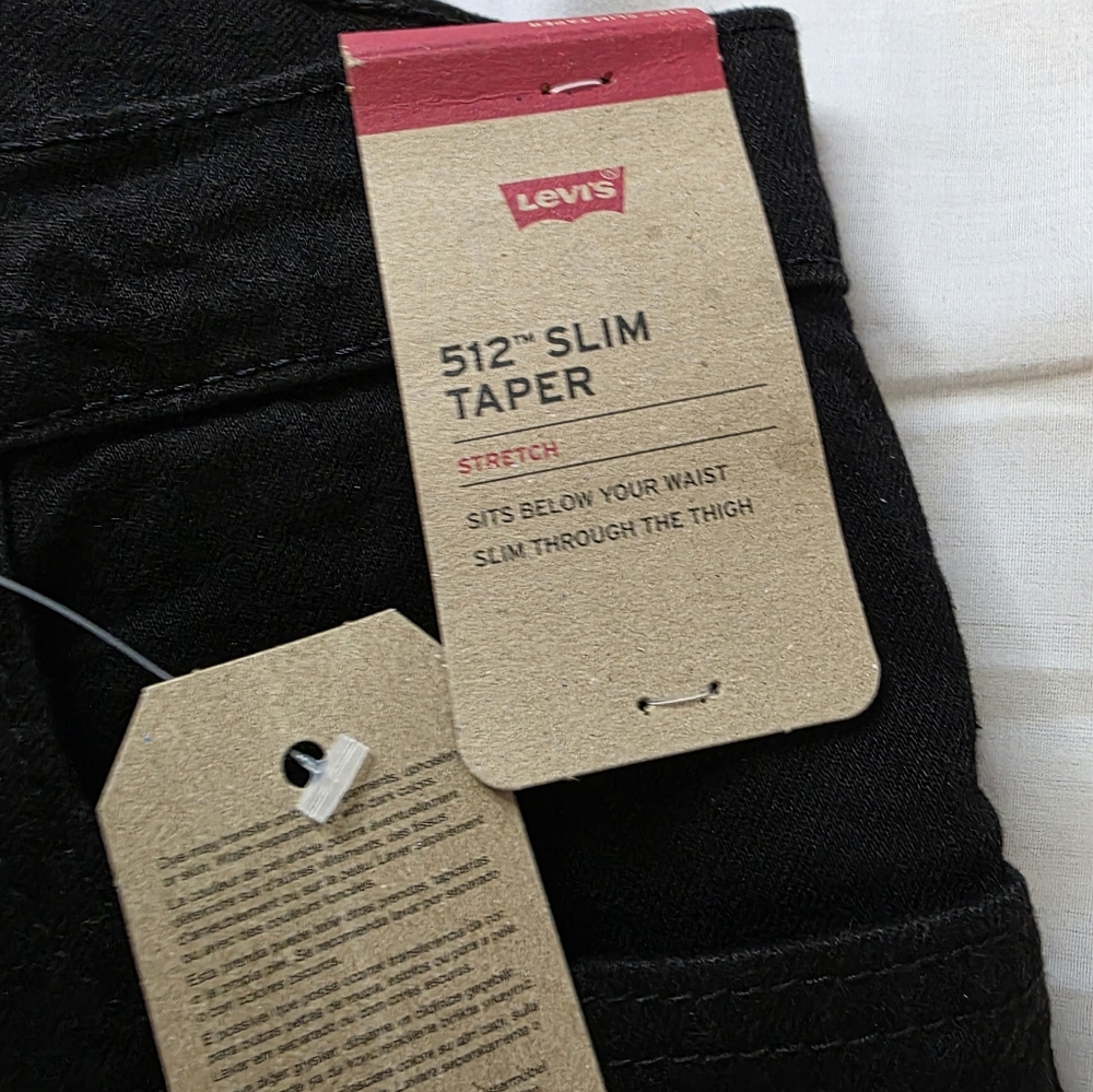 Levi's Black 512 Slim Taper Stretch Jeans 32x30